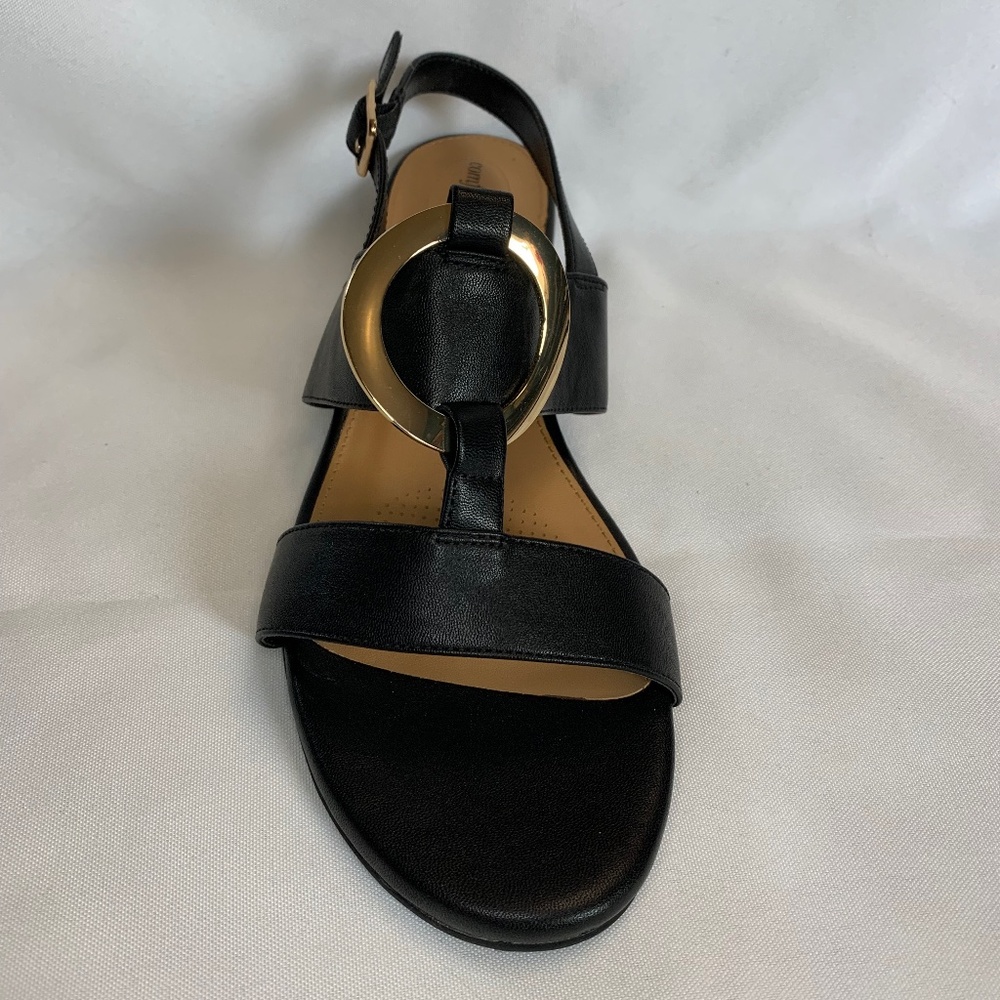 NIB! ComfortView Black Sandals with Gold Tone Accents!  Size 12 WW!